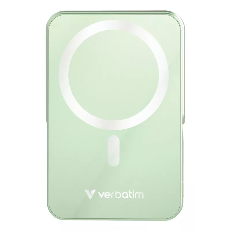 Powerbank sem fios magnética com suporte Verbatim Charge 'n' Go – 10000 mAh verde
