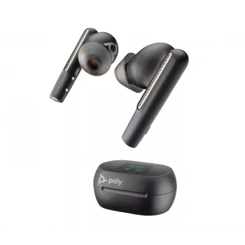 HP Poly Voyager Free 60+M UC Carbon preto auriculares + adaptador BT700 USB-C + estojo de carregamento com ecrã tátil