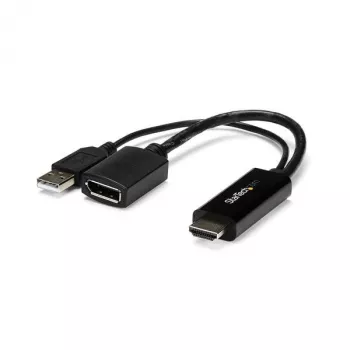 Adaptador HDMI para DisplayPort StarTech.com - 4K 30Hz, 3840 x 2160 píxeis, 1080p, 720p, 120 Hz, preto, MegaChips - STDP2600, conversor de vídeo ativo