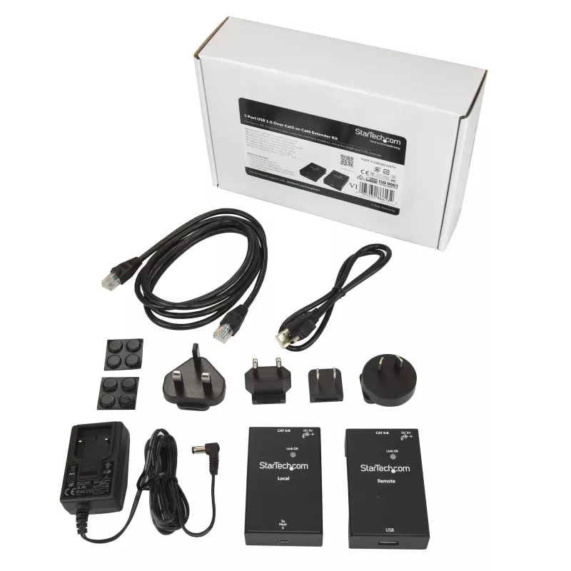 Extensor USB 2.0 StarTech.com sobre cabo Cat5e/Cat6 (RJ45) – até 50 m – kit adaptador extensor de porta USB de alta velocidade – com alimentação – extensor USB sobre cabo Ethernet – 480 Mbit/s – metal