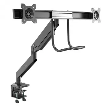 Suporte de secretária StarTech.com para dois monitores – suporte VESA duplo ergonómico para monitores de 32 polegadas (8 kg) – braço transversal para movimento completo sincronizado – altura ajustável – aperto em C/passagem
