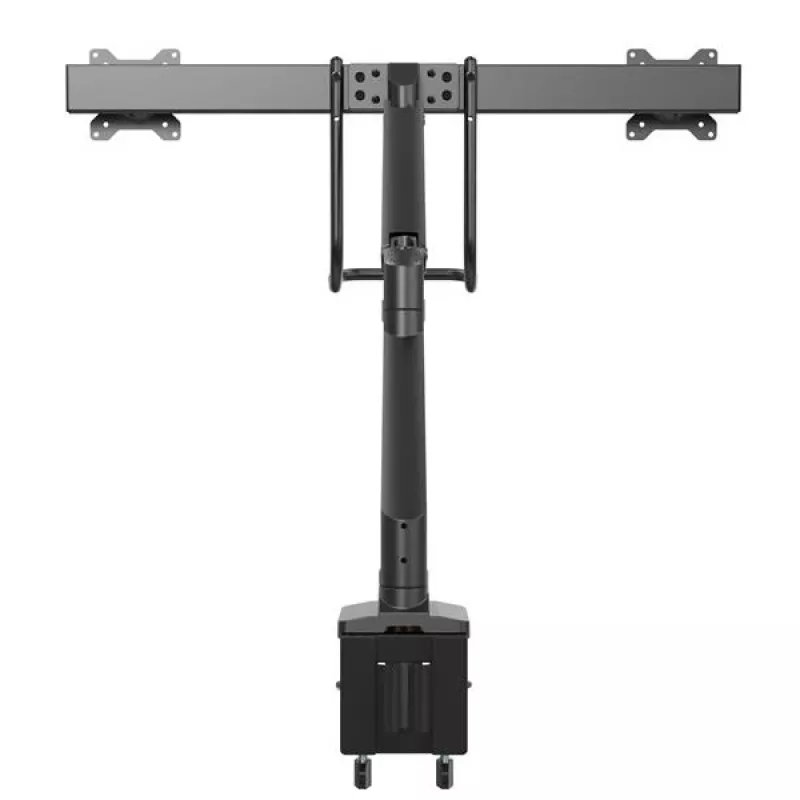Suporte de secretária StarTech.com para dois monitores – suporte VESA duplo ergonómico para monitores de 32 polegadas (8 kg) – braço transversal para movimento completo sincronizado – altura ajustável – aperto em C/passagem