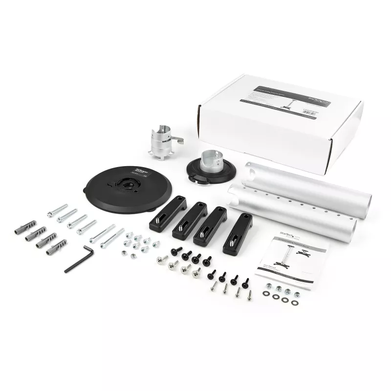 Suporte de teto universal StarTech.com para projetores – montagem em mastro extensível/ajustável em altura para cargas pesadas 12,7–57,77 cm do teto – 15 kg – inclinação/rotação – suporte de projetor suspenso com placa de fixação