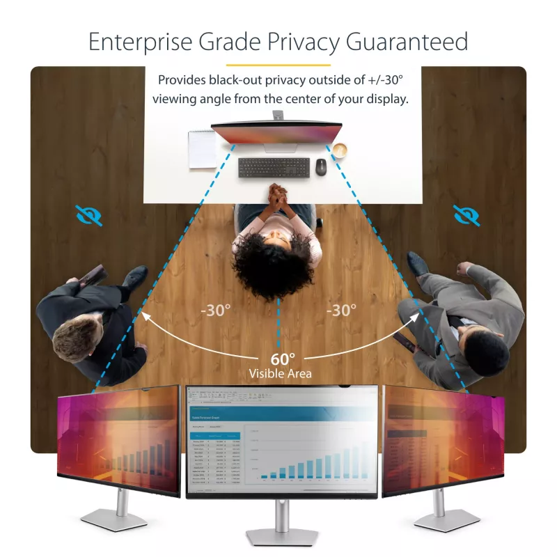 Película de proteção de ecrã dourada StarTech.com 24 polegadas 16:10, filtro reversível com maior privacidade, filtro de segurança para computador brilhante, proteção/abrigo de ecrã removível, +/- 30°