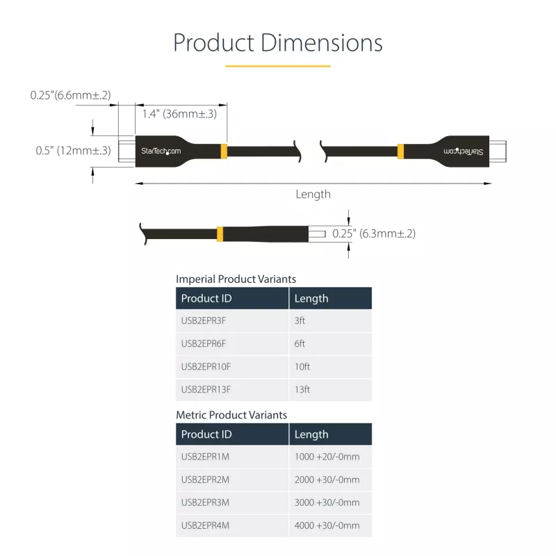 Cabo de carregamento USB-C StarTech.com 3m, cabo USB-C certificado USB-IF, 240W PD EPR, cabo de carregamento para portátil USB 2.0 Type-C, cabo de transferência de dados USB-C, revestimento TPE, M/M