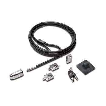 Conjunto de fecho para secretária e periféricos Kensington 2.0, 2,44 m, Kensington, chave, aço carbono, preto, prateado
