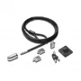 Conjunto de fecho para secretária e periféricos Kensington 2.0, 2,44 m, Kensington, chave, aço carbono, preto, prateado
