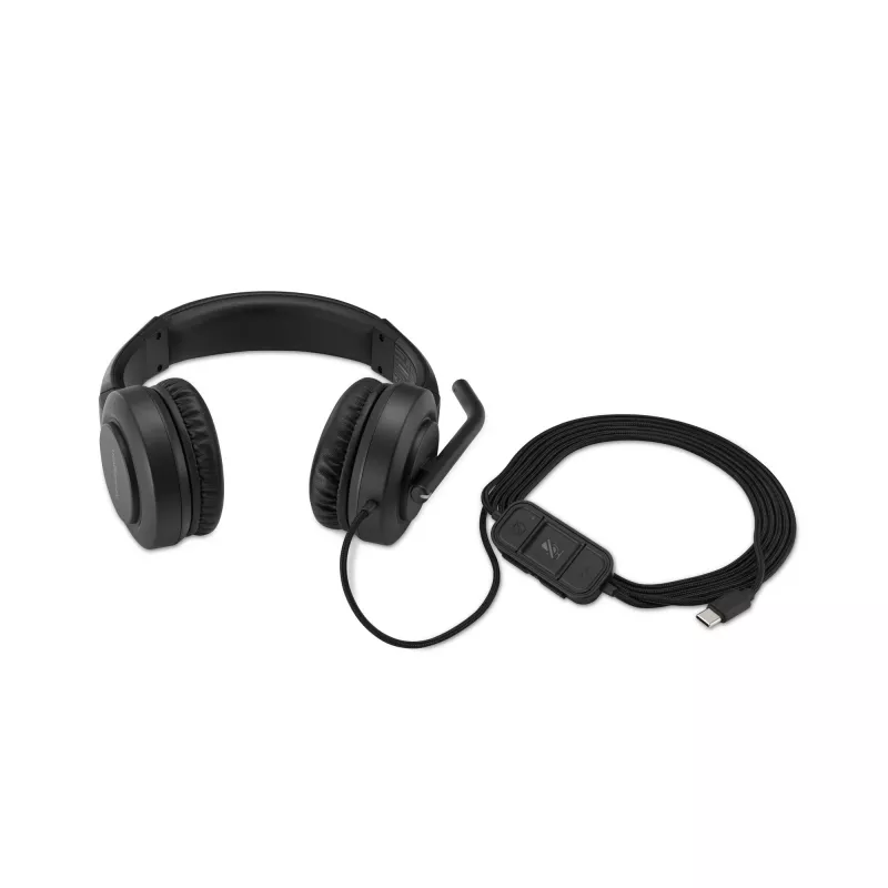Headset on-ear H1000 USB-C Kensington, com fios, chamadas/música, 20 – 20000 Hz, 190 g, headset, preto