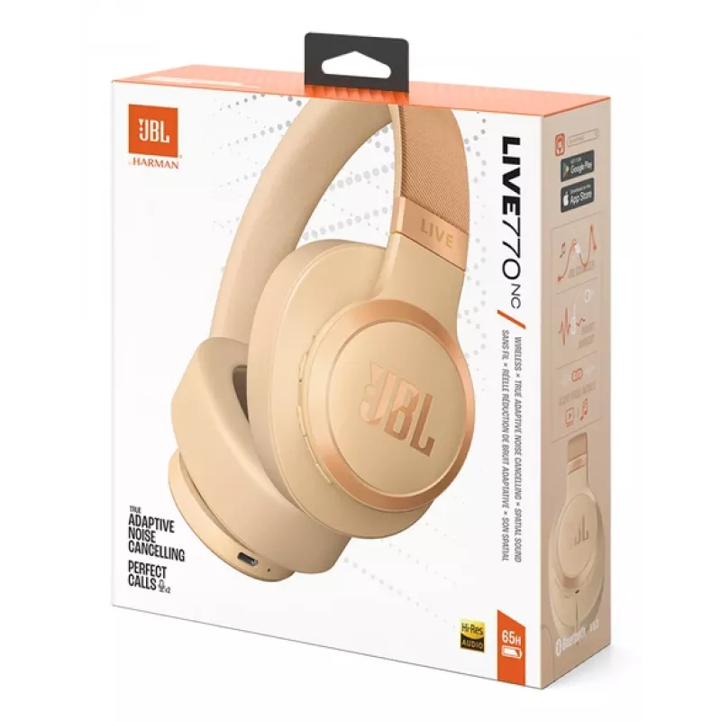 JBL Live 770NC headset sem fios de arco chamadas/música Bluetooth areia