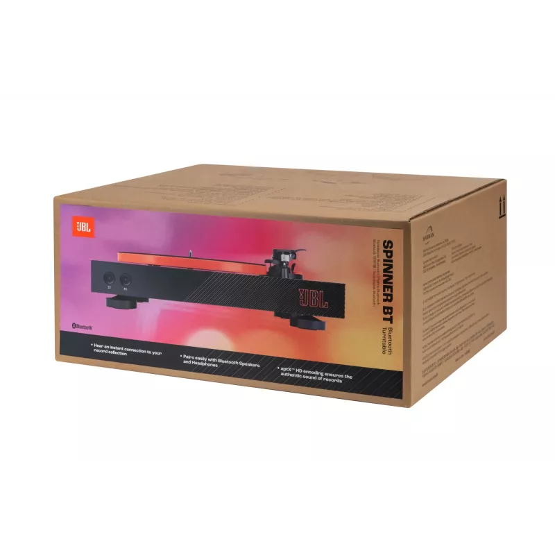 JBL Spinner BT gira-discos com acionamento por correia preto, laranja