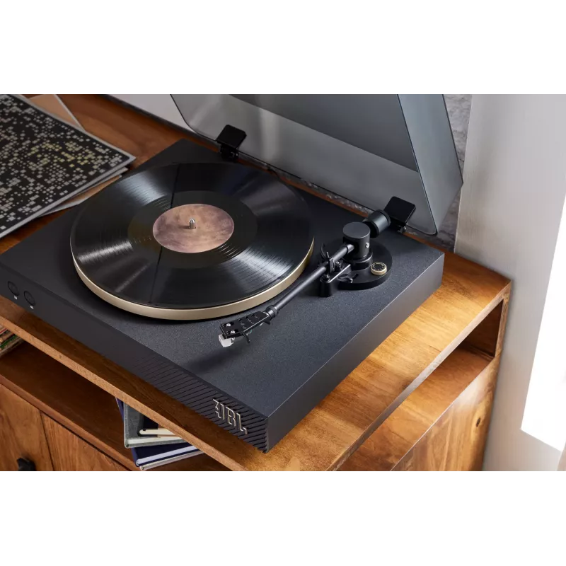 JBL Spinner BT gira-discos com acionamento por correia preto, dourado