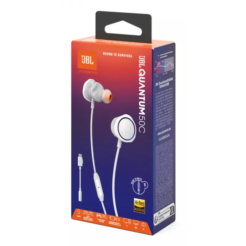 JBL Quantum 50C Headset com fios In-Ear Gaming Branco