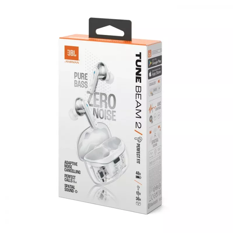 JBL Tune Beam 2 Ghost Edition Headset sem fios In-Ear Música/Dia a dia Bluetooth Branco