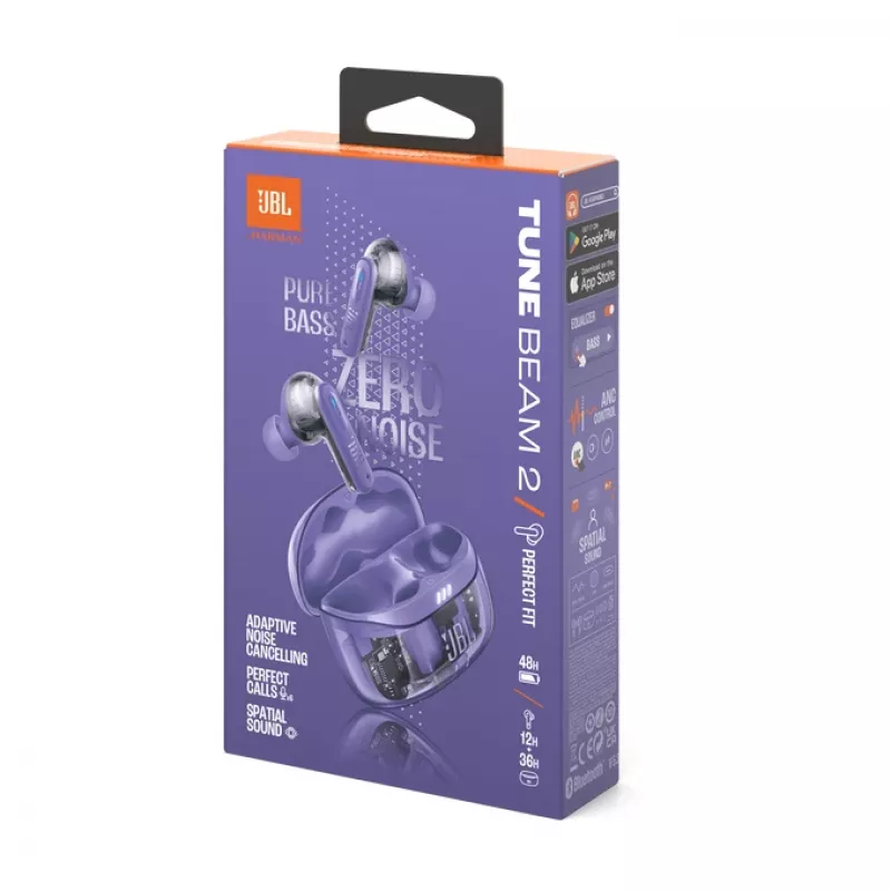 JBL Tune Beam 2 Ghost Edition Headset sem fios In-Ear Música/Dia a dia Bluetooth Lilás