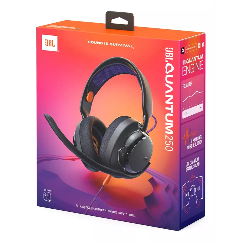 JBL Quantum 250 Headset com fios de arco Gaming Preto