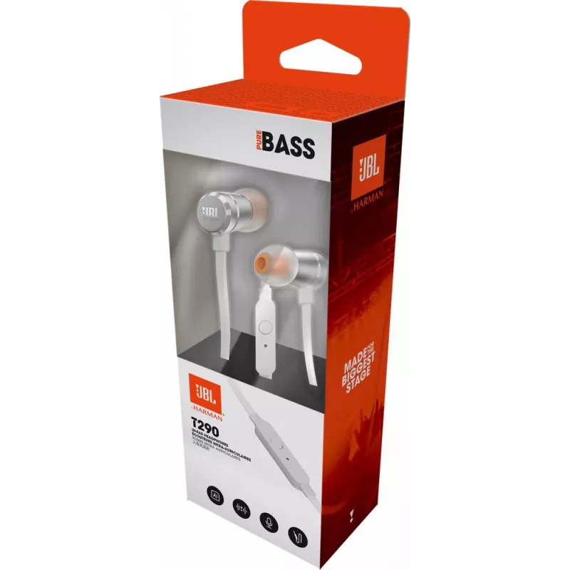 JBL T290 Headset com fios In-Ear Chamadas/Música Prateado