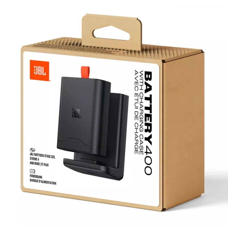 Pack de bateria recarregável JBL Bateria 400 com estojo de carregamento, Li-Ion 9444 mAh / 68 Wh, USB-C 5–45 W, Preto