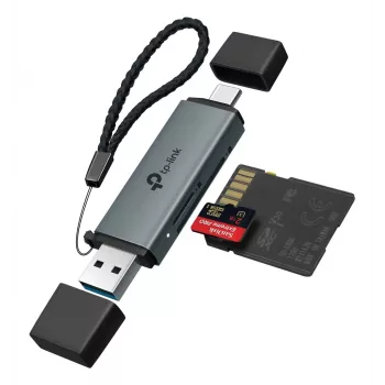 Leitor de cartões TP‑LINK UA430D USB 3.1 — suporte MicroSD/SD, 200 Mbit/s, preto, 75×22,9×9,3 mm