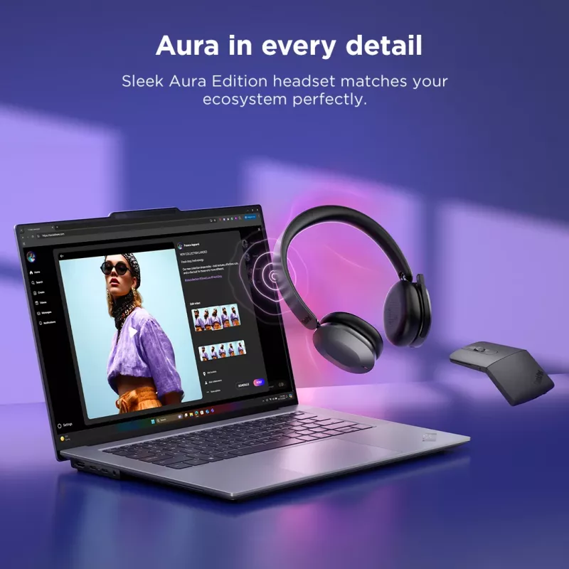Auscultadores/headset Lenovo 4XD1T60925 sem fios de arco de cabeça escritório/call center USB Type-C Bluetooth cinzento