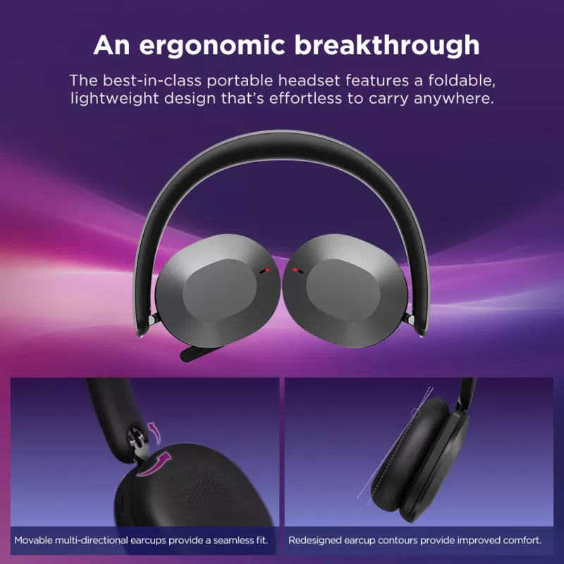 Auscultadores/headset Lenovo 4XD1T60925 sem fios de arco de cabeça escritório/call center USB Type-C Bluetooth cinzento