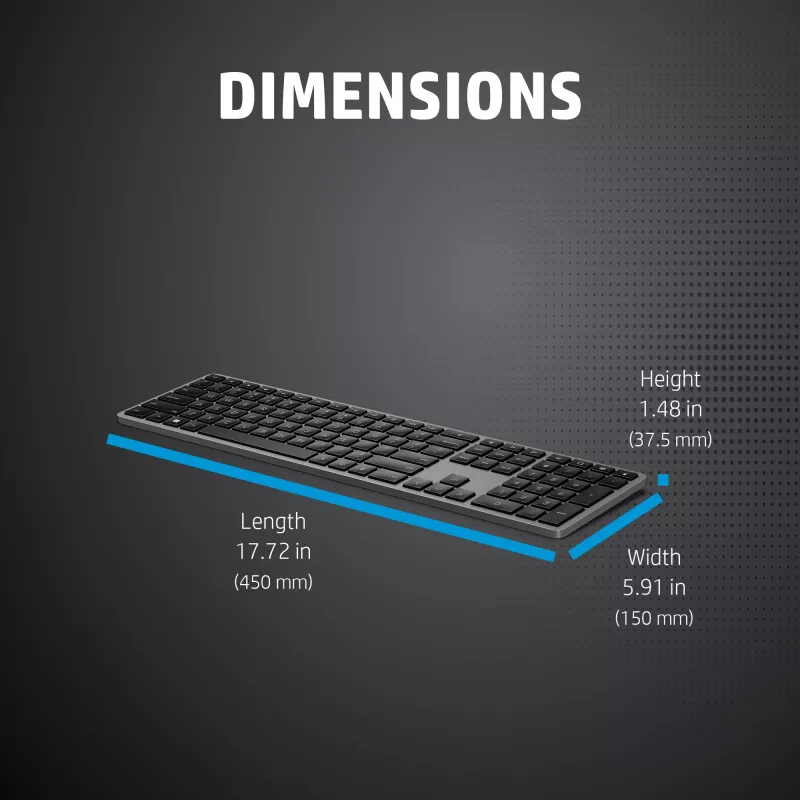 Teclado HP 975 dual-mode wireless tamanho completo sem fios RF Bluetooth preto