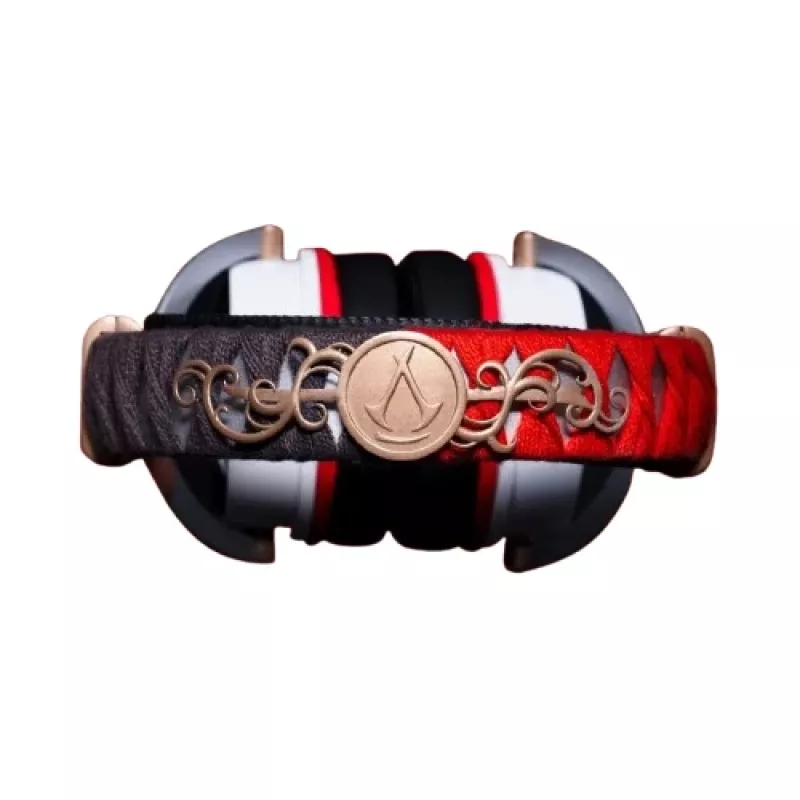 Headset Lexip X Ubisoft - Assassin's Creed - Shadows, com fios e sem fios, gaming, headset, preto, dourado, vermelho, branco