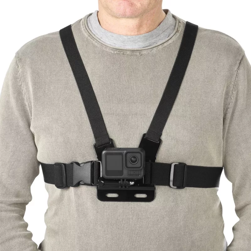 Arnês de peito para câmara HAMA 00004567 para action cams (compatível com GoPro), preto, suporte de peito ajustável