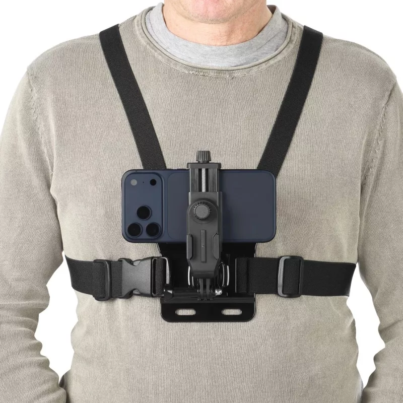 Arnês de peito para câmara HAMA 00004567 para action cams (compatível com GoPro), preto, suporte de peito ajustável