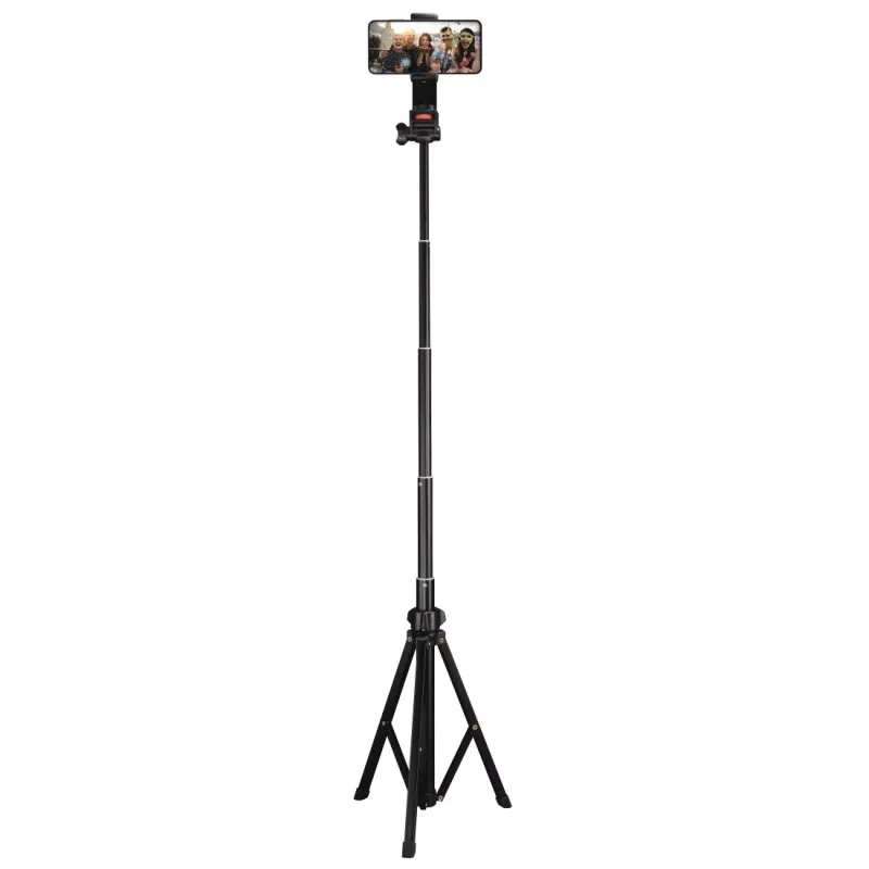 Tripé Hama Rotary Smartphone II para smartphone e câmara digital, 3 pernas, carga máx. 1 kg, altura 41,5–150 cm, preto