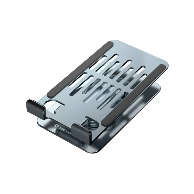 Suporte de telefone dobrável e articulado CONCEPTRONIC THANA08G, base giratória 360°, altura ajustável, prateado