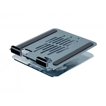 Suporte multimédia para tablet CONCEPTRONIC THANA09G — suporte articulado dobrável, base giratória 360°, altura ajustável, cinzento, 150×110×40 mm