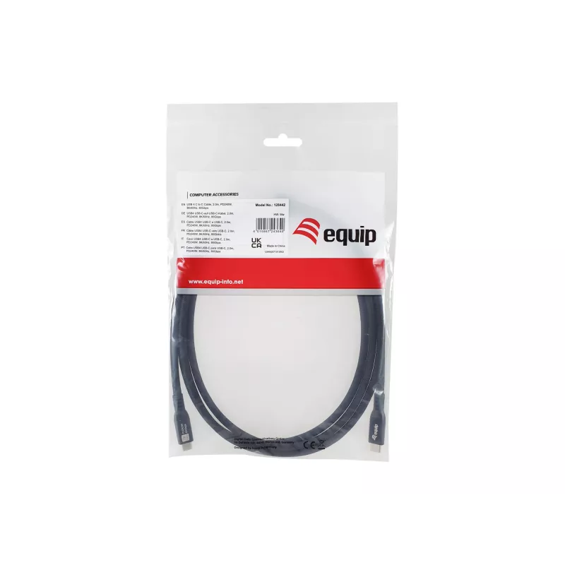 Cabo USB4 Gen4x2 C para C EQUIP 2 m, 80 Gbit/s, PD 240 W, 8K@60Hz, preto