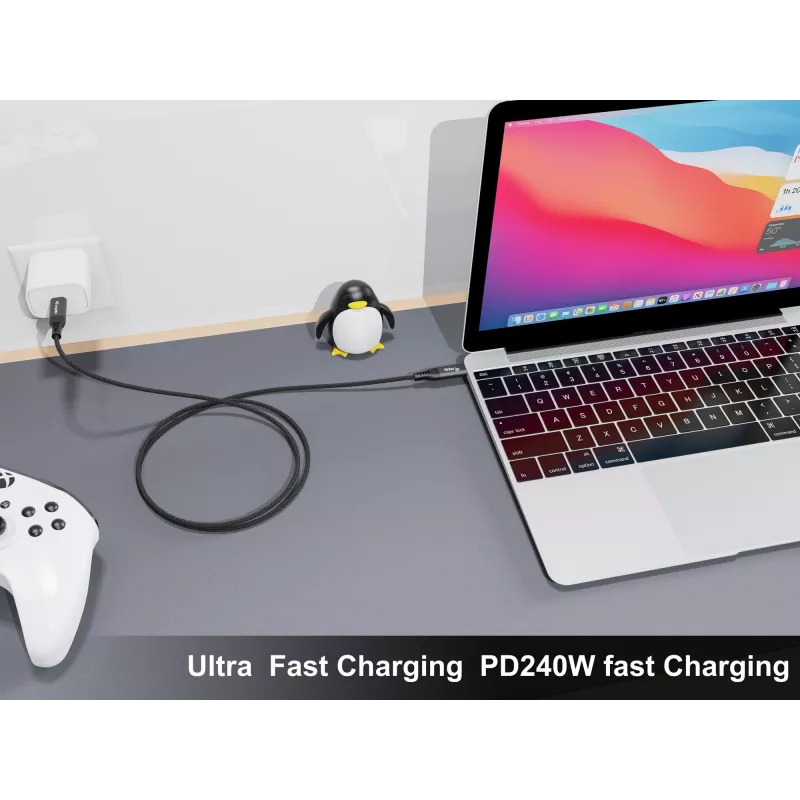 Cabo USB 4 ultrafino C para C Equip, 1,2 m, PD240W, 4K/60Hz, 40 Gbps, preto