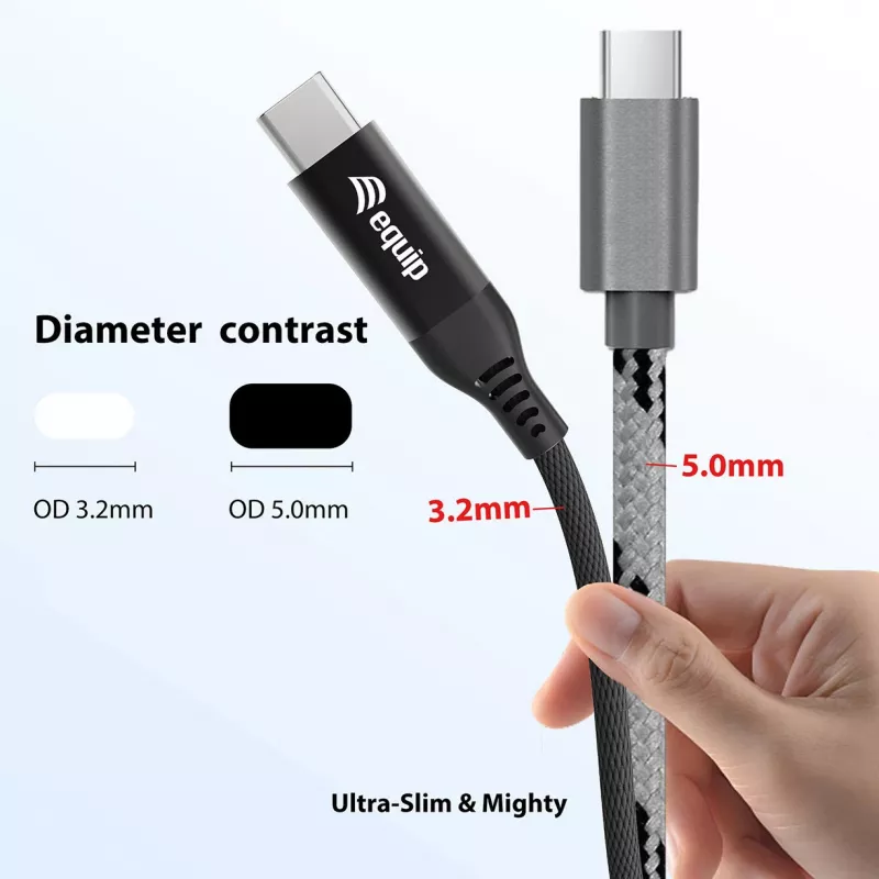 Cabo USB 4 ultrafino C para C Equip, 1,2 m, PD240W, 4K/60Hz, 40 Gbps, preto