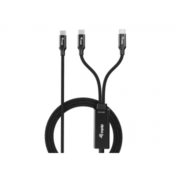 Cabo de carregamento em Y USB-C para 2x USB-C EQUIP 1,5 m PD 140 W, USB 2.0, preto