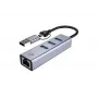 Adaptador de rede USB-C para Gigabit com hub USB de 3 portas CONCEPTRONIC ABBY25G — USB 3.2 Gen 1, Ethernet 1 Gbit/s, 3x USB-A, alumínio, cinzento
