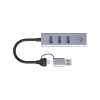 Adaptador de rede USB-C para Gigabit com hub USB de 3 portas CONCEPTRONIC ABBY25G — USB 3.2 Gen 1, Ethernet 1 Gbit/s, 3x USB-A, alumínio, cinzento
