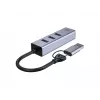 Adaptador de rede USB-C para Gigabit com hub USB de 3 portas CONCEPTRONIC ABBY25G — USB 3.2 Gen 1, Ethernet 1 Gbit/s, 3x USB-A, alumínio, cinzento