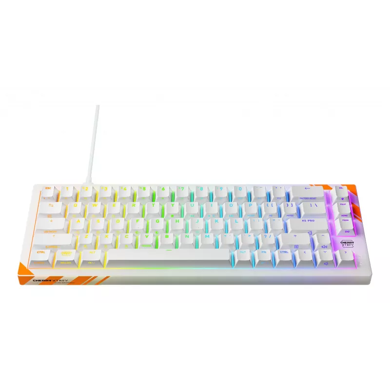 Teclado gaming mecânico Cherry K5 Pro TMR Compact 65% QWERTY US, com fios USB, RGB, laranja/branco