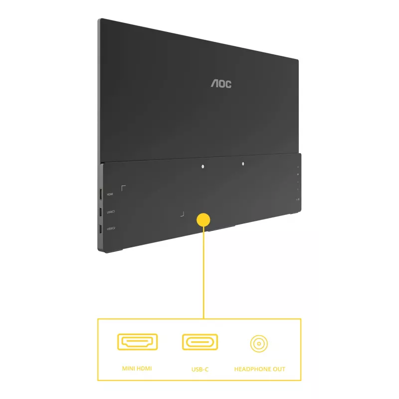 Monitor portátil TV/monitor AOC 16T20E2 preto 39,6 cm (15,6 polegadas) LED 1920 x 1080 píxeis