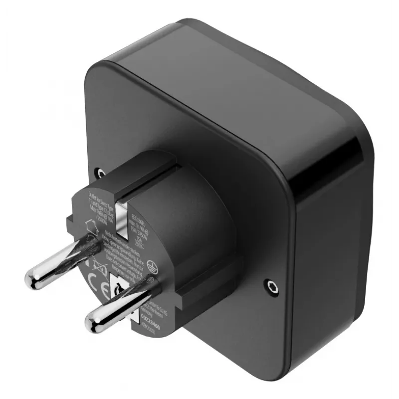 Adaptador de ficha de rede Hama 00223460 tipo E/F híbrido universal preto