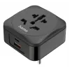 Adaptador de ficha de rede Hama 00223460 tipo E/F híbrido universal preto