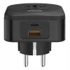 Adaptador de ficha de rede Hama 00223460 tipo E/F híbrido universal preto