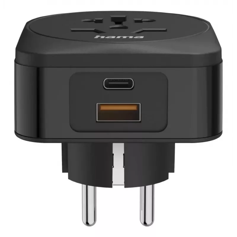Adaptador de ficha de rede Hama 00223460 tipo E/F híbrido universal preto