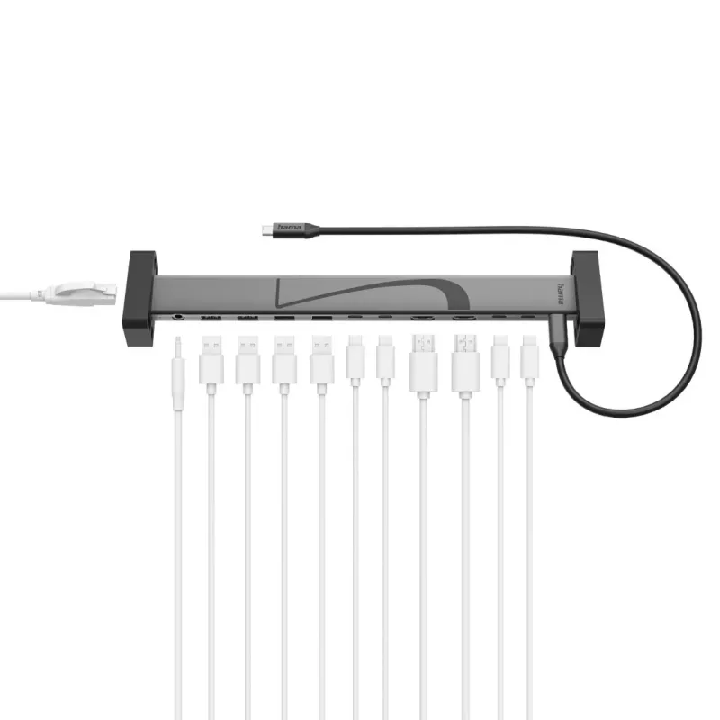 Dock/porta-replicador para portátil Hama 00200149 docking preto, cinzento