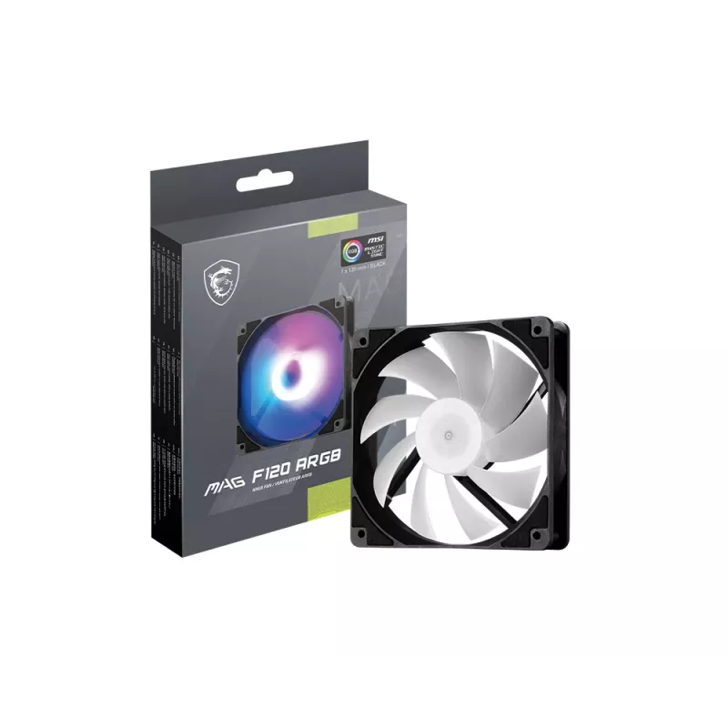 Ventoinha para caixa MSI MAG F120 ARGB — 120 mm, 1300 rpm, rolamento hidráulico, preto
