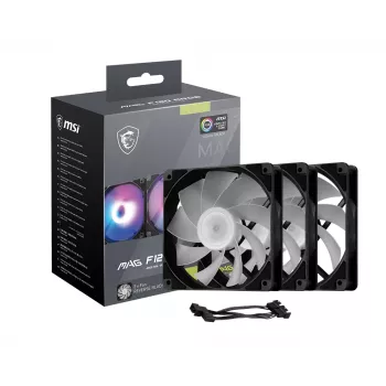 Ventoinha para caixa de PC MSI MAG F120 ARGB x3 — 120 mm, 1300 rpm, rolamento hidráulico, preto