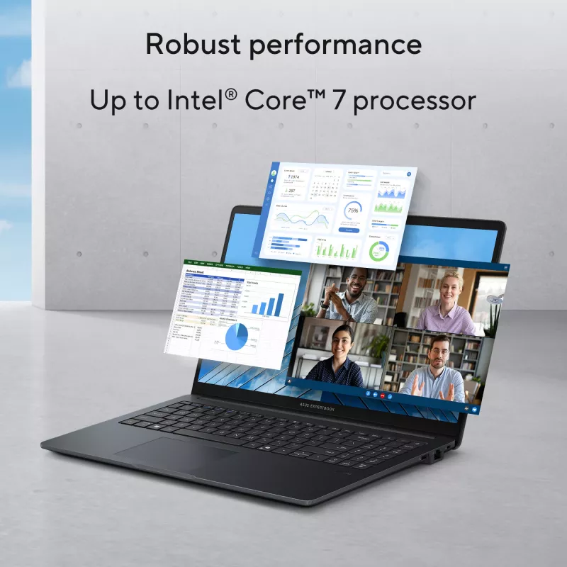ASUS ExpertBook B1 B1503CVA-S78424X portátil Intel Core 7 150U 39,6 cm (15,6 polegadas) Full HD 32 GB DDR5-SDRAM 1 TB SSD Wi-Fi 6E (802.11ax) Windows 11 Pro US International cinzento