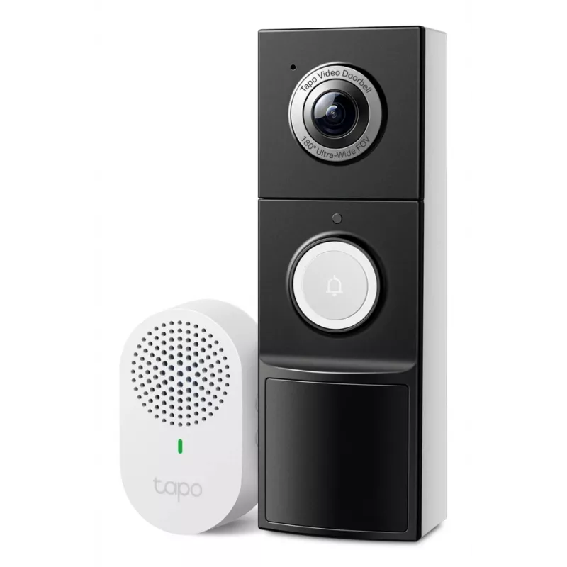 Câmara de campainha de vídeo TP-Link Tapo 1 × D235, 1 × D100C, preto, branco, IP66, 130°, IR, parede, CE, RoHS, RCM, R-NZ, FCC, EAC, Triman, UKCA