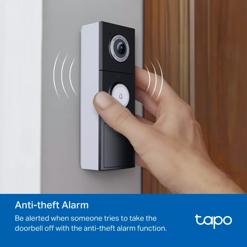 Câmara de campainha de vídeo TP-Link Tapo 1 × D235, 1 × D100C, preto, branco, IP66, 130°, IR, parede, CE, RoHS, RCM, R-NZ, FCC, EAC, Triman, UKCA